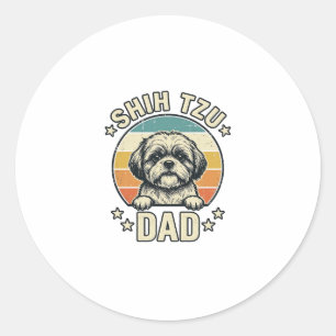 Adesivo Redondo Camisa Vintage Shih Tzu Pai Amante de Cachorro Des