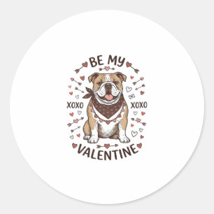 Adesivo Redondo Camisa Vintage Valentine Bulldog XOXO Design_1