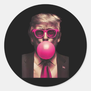 Adesivo Redondo Camisas Bubblegum Trump Sungles Rosa Vote Presiden