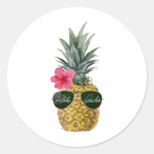 Adesivo Redondo Camisas de abacaxi incríveis - Aloha Beaches Tropi