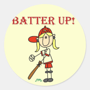Adesivo Redondo Camisas de beisebol e presentes Girl Batter Up