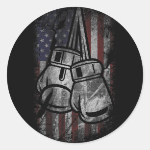 Adesivo Redondo Camisas de Boxe da Bandeira Americana para Homens