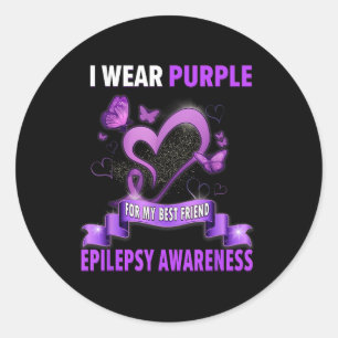 Adesivo Redondo Camisas De Consciência Epilepsia Eu Visto Roxo Par