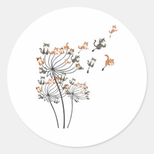 Adesivo Redondo Camisas De Gato Para Mulheres Meninas Fofo Dandeli