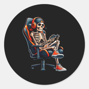 Adesivo Redondo Camisas de Halloween Esqueleto Gamer Vídeo Jogos M