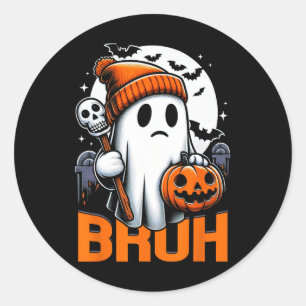 Adesivo Redondo Camisas De Halloween Para Homens Bruh Ghost Ha