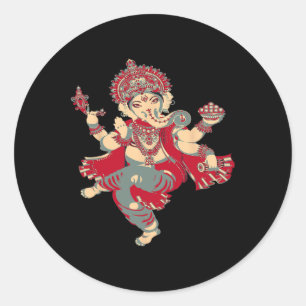 Adesivo Redondo Camisas de Ioga Espiritual Deus Hindu Ganesha Medi