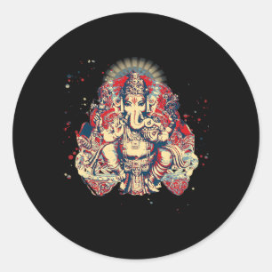 Adesivo Redondo Camisas de Ioga Espiritual Deus Hindu Ganesha Medi
