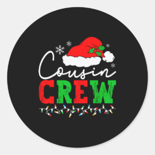 Adesivo Redondo Camisas de Natal da Equipe de Primos Pijamas Combi