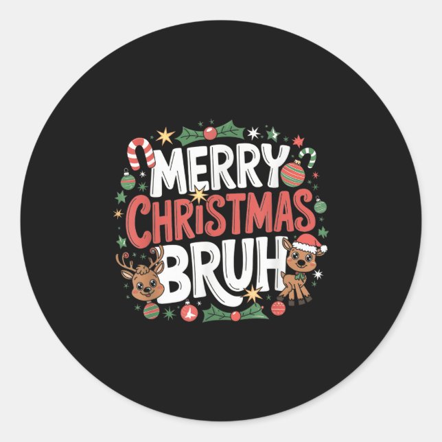 Adesivo Redondo Camisas De Natal Para Crianças Meninos Mulheres Fe (Frente)