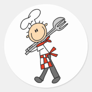 Adesivo Redondo Camisas do Chef com Pinças de Salada e Presentes