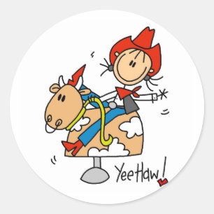 Adesivo Redondo Camisas e Presentes Cowgirl Yee Haw