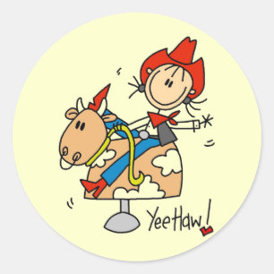 Adesivo Redondo Camisas e Presentes Cowgirl Yee Haw