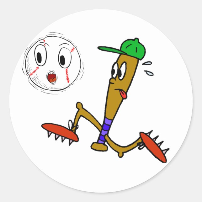 Adesivo Redondo Camisas e presentes de beisebol humorísticos (Frente)