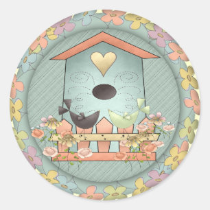 Adesivo Redondo Camisas e presentes do pássaro T dos miúdos