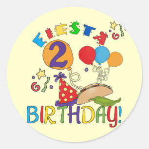 Adesivo Redondo Camisas e presentes do segundo aniversário T da