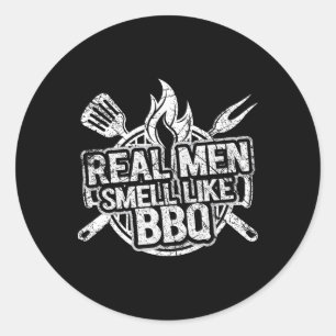 Adesivo Redondo Camisas Para Homens De Verdade Cheiram Como Bbq By