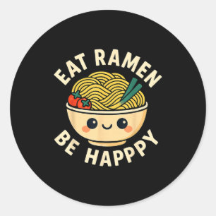 Adesivo Redondo Camisas Ramen Kawaii Estilo Divertido Anime Japonê