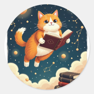 Adesivo Redondo Camiseta Adesiva Gato Minhoca Cósmica Espaço Leitu