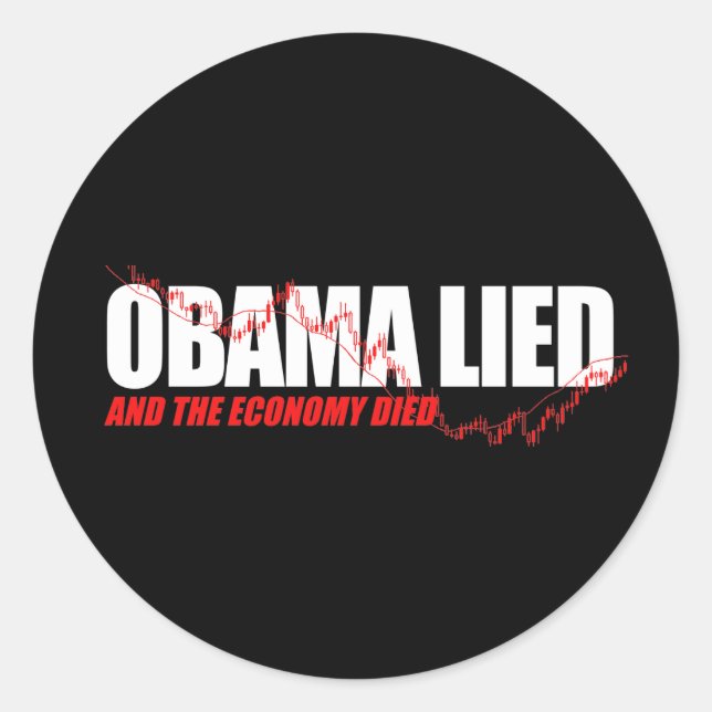 Adesivo Redondo Camiseta Anti-Obama - Obama mentiu e a economia (Frente)