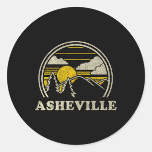 Adesivo Redondo Camiseta Asheville Carolina do Norte Nc Vintage Ca