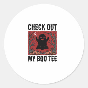 Adesivo Redondo Camiseta Assustador de Fantasma de Halloween Vinta