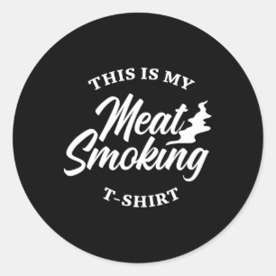 Adesivo Redondo Camiseta Bbq Para Homens Amantes de Carne Fumante