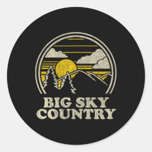 Adesivo Redondo Camiseta Big Sky Country Montana Vintage Caminhada