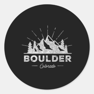 Adesivo Redondo Camiseta Boulder Colorado Co Vintage Caminhada Ret