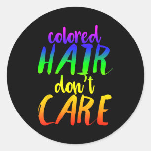 Adesivo Redondo Camiseta Cabelo Arco-Íris Cabelo Colorido Não Liga