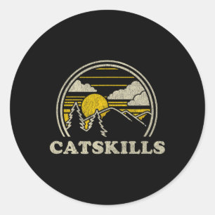Adesivo Redondo Camiseta Catskills Nova York Ny Vintage Caminhada