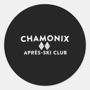 Adesivo Redondo Camiseta Chamonix Apres Ski Club Estilo Retro Esqu