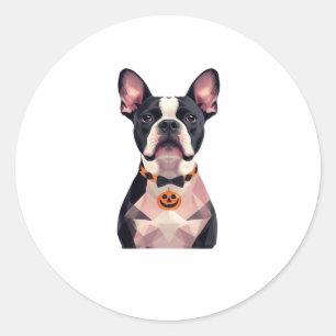 Adesivo Redondo Camiseta Clássica de cachorro bruxa de Halloween