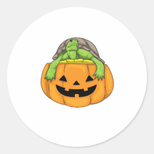 Adesivo Redondo Camiseta Clássica de Halloween de Tartaruga Abóbor
