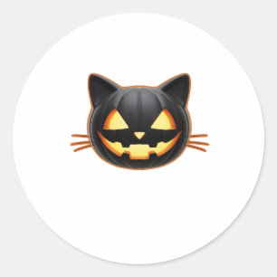 Adesivo Redondo Camiseta Clássica do Gato Negro Jack o'Lantern Emo
