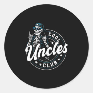 Adesivo Redondo Camiseta Clube de Tios Legais Esqueleto Divertido