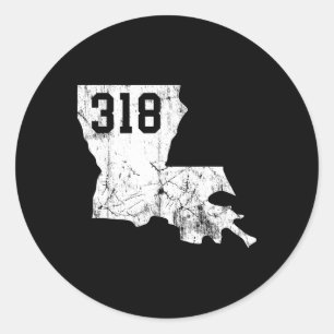 Adesivo Redondo Camiseta Código de Área do Estado da Louisiana 318