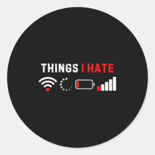 Adesivo Redondo Camiseta Coisas que Eu Odeio Humor Geeks de Comput