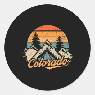 Adesivo Redondo Camiseta Colorado - Montanhas Retrô Vintage Nature