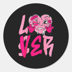 Adesivo Redondo Camiseta Combinando Coração Nk Drip Nk Loser Lover