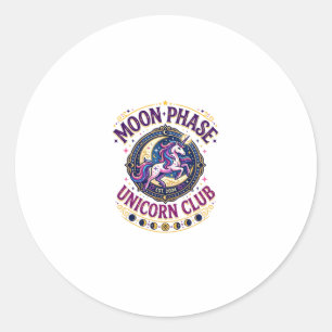 Adesivo Redondo Camiseta Comercial do Unicorn Moon Phase Unicorn C