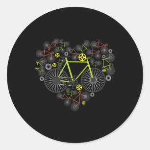 Adesivo Redondo Camiseta Coração Bicicletas Fofa Mtb Corrida Estra