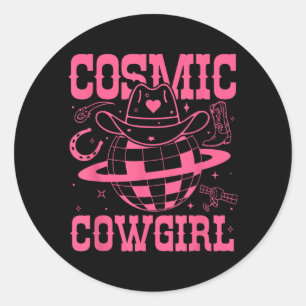 Adesivo Redondo Camiseta Cosmic Space Cowgirls Festa de Despedida 