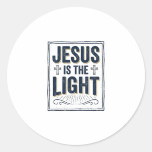 Adesivo Redondo Camiseta Cristã Vintage Jesus é a Luz