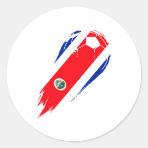 Adesivo Redondo Camiseta da Bandeira do País de Futebol da Costa R