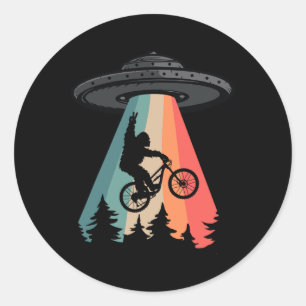 Adesivo Redondo Camiseta de Abdução Alienígena OVNI de Bigfoot Mou