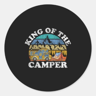 Adesivo Redondo Camiseta de acampamento engraçada retrô vintage Re