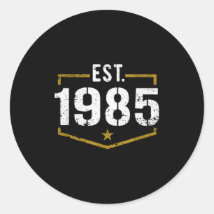 Adesivo Redondo Camiseta de aniversário de 1985 Estabelecida em 19