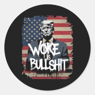Adesivo Redondo Camiseta de Apoiante de Donald Trump Acordado é Pa