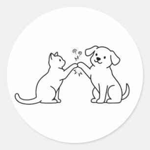 Adesivo Redondo Camiseta de Arte Rivalidade Aquecida entre Gatos e
